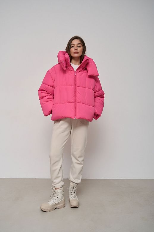 Куртка вкорочена на замку рожева