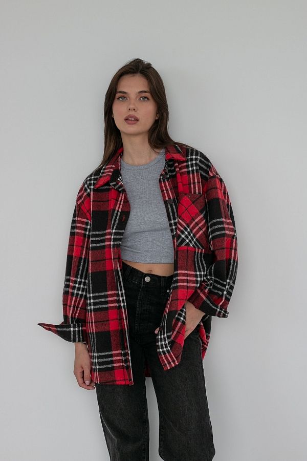 Сорочка утеплена червоно-чорна МБС4002s/3 #RU# Рубашка утепленная красно-черная МБС4002s/3 № 1