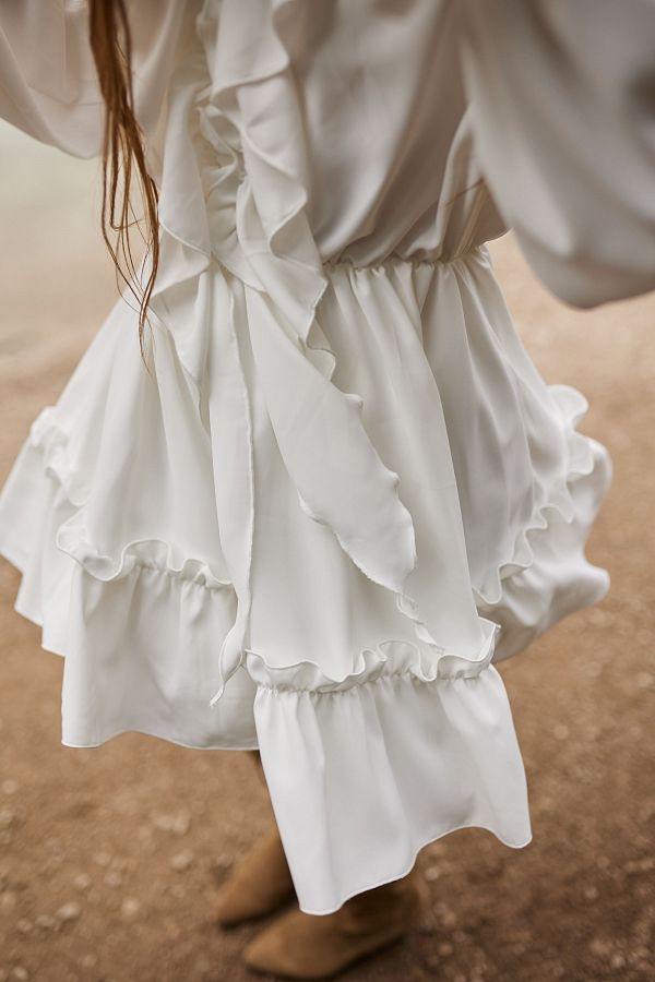 Сукня міні з воланами біла 13551 № 6