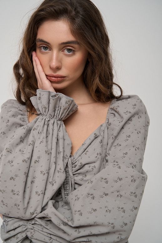 Сукня з подвійною спідницею сіра в сірий візерунок - №2