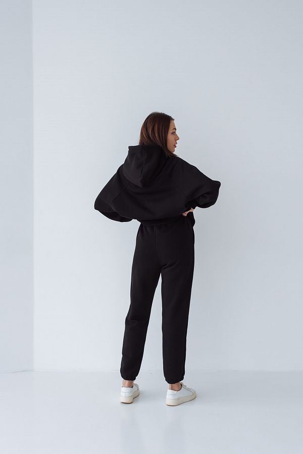Костюм спортивний утеплений на флісі худі+джогери чорний Н0126/3 #RU# Костюм спортивный утепленный на флисе худи+джогеры черный  Н0126/3 № 2
