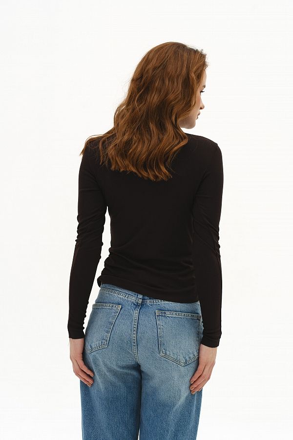 Лонгслів приталений темно-коричневий НФ-00000203/8 #RU# Лонгслив приталенный темно-коричневый НФ-00000203/8 № 3