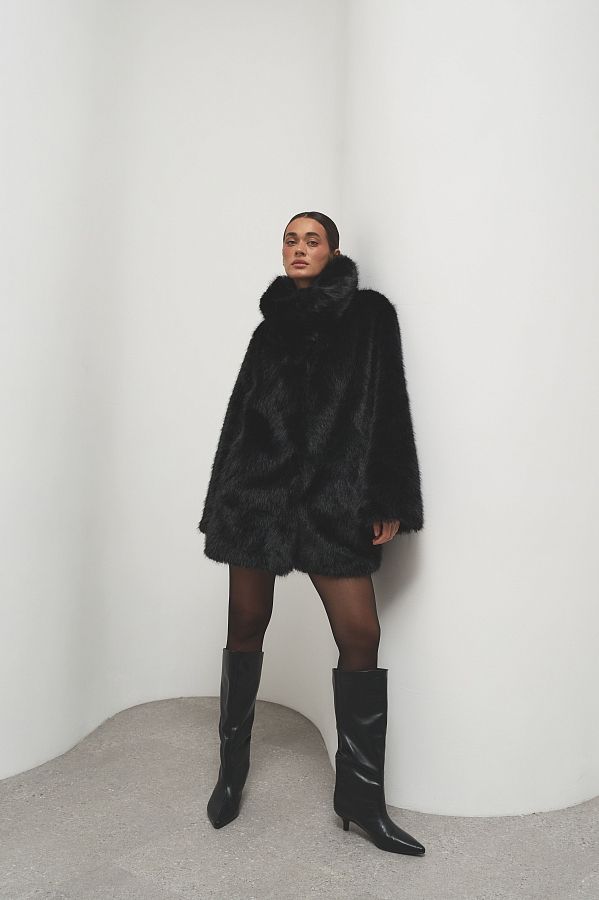 Шубка подовжена еко-норка чорна SHNOR01/02 № 1