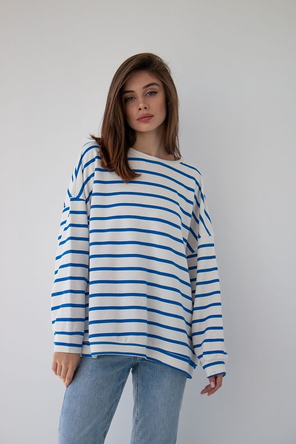 Світшот у смужку синій CR-80950/1 #RU# Свитшоты CR-80950/1 № 4