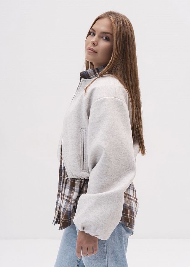 Бомбер на замку світло-сірий НФ-00000722/4 #RU# Бомбер на замке светло-серый НФ-00000722/4 № 2