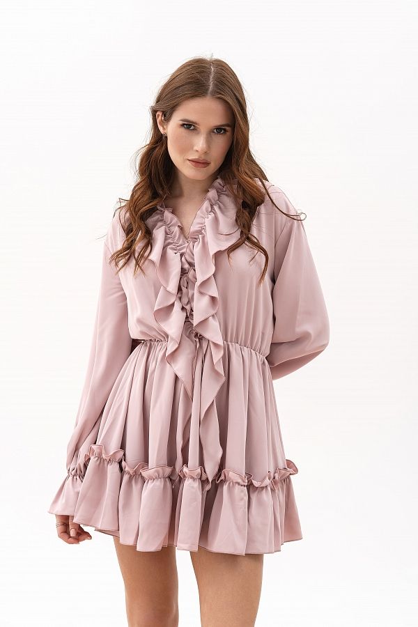 Сукня міні з воланами рожева МБПЛ 12.08 № 3