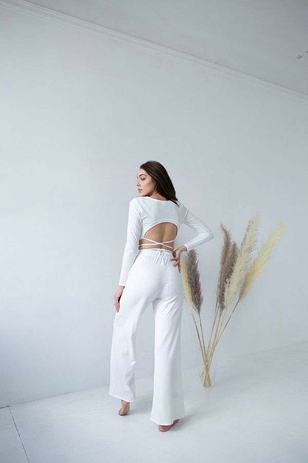 Костюм топ з брюками палаццо молочний Н0921/1 #RU# Костюм топ с брюками палаццо молочный Н0921/1 № 5