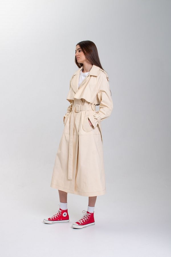 Тренч джинсовий бежевий C0323/2 #RU# Тренч коттоновый молочный C0323/2 № 2