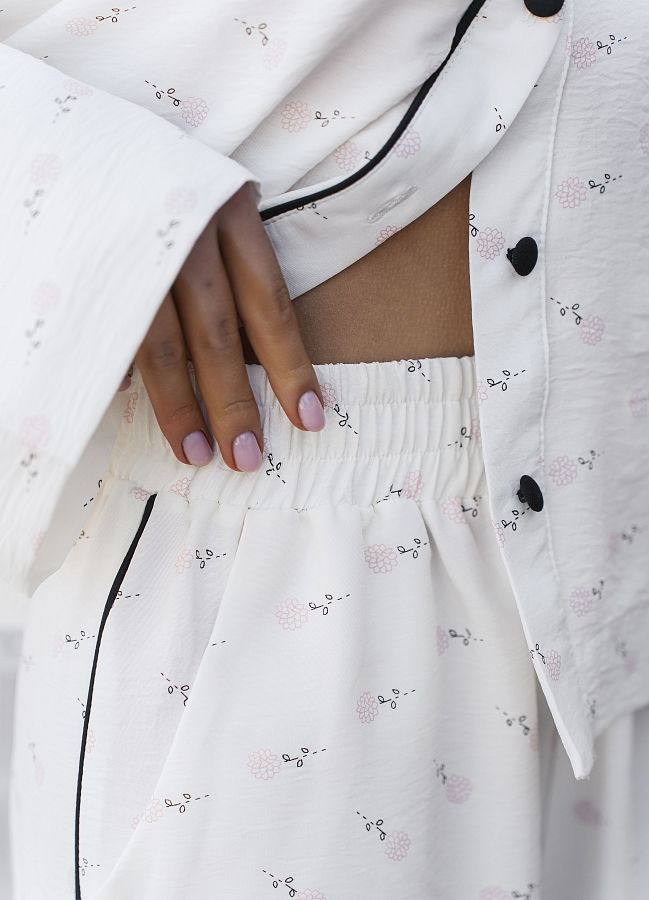 Костюм на гудзиках молочний в піони ЧТ10/5 #RU# Костюм на пуговицах молочный в пионы. ЧТ10/5 № 4