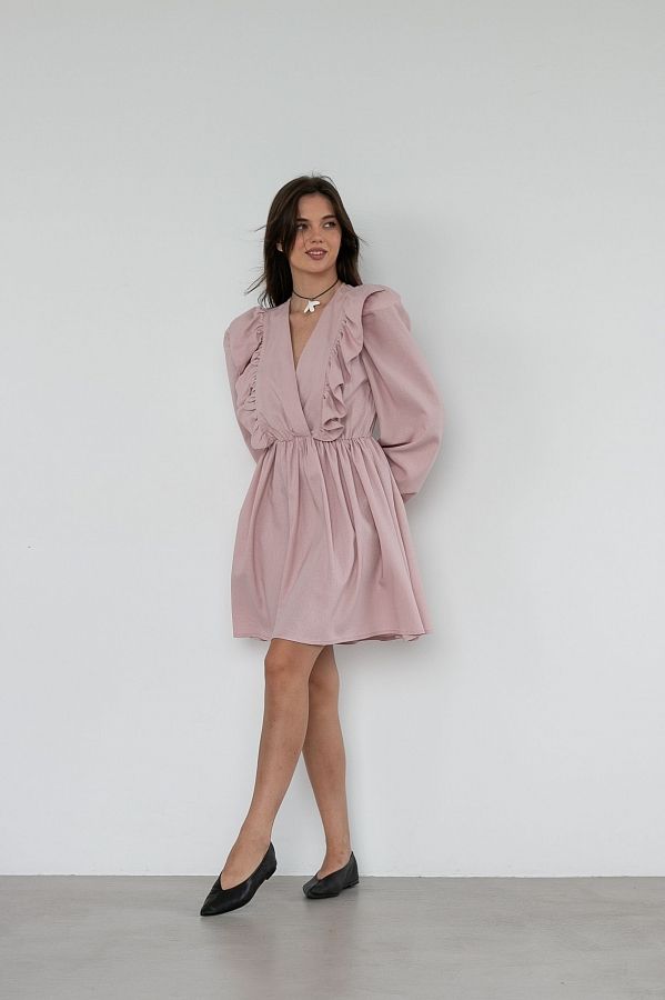 Сукня льон з воланами пудра VL3032/3 № 2