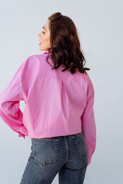 Сорочка котонова класична яскраво-рожева - №2