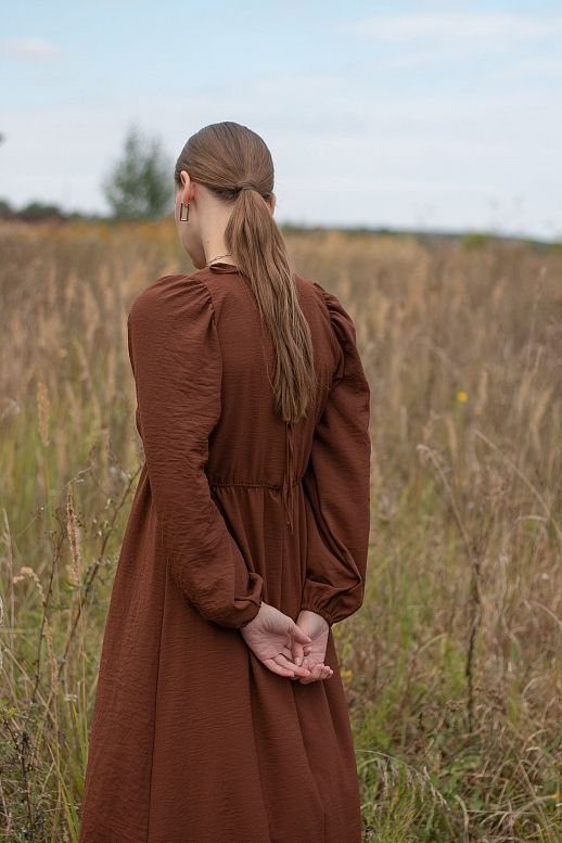 Сукня максі з відкритою спиною темно-коричневий - №2