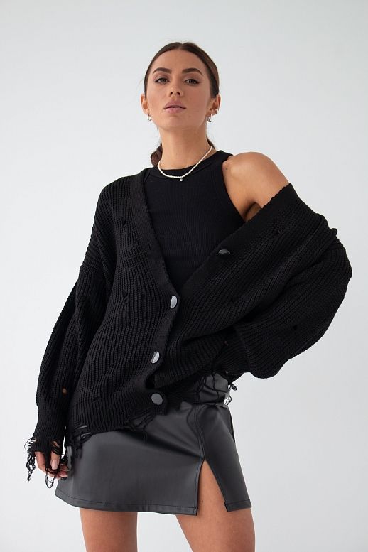 Кардиган на ґудзиках чорний - №2