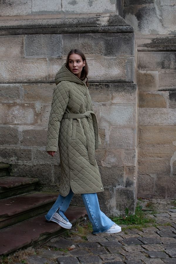 Куртка подовжена з капюшоном на кнопках оливкова К0922/1 #RU# Куртка удлиненная с капюшоном на кнопках оливковая К0922/1 № 2