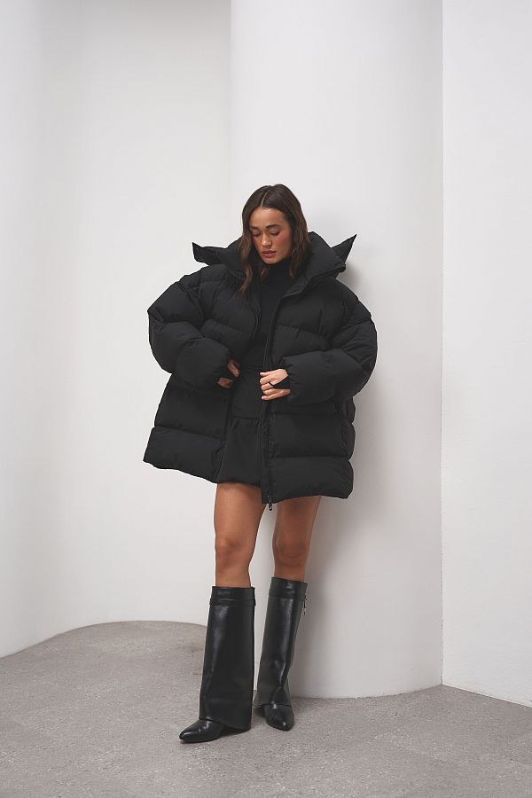 Пуховик зимовий подовжений чорний KZR25POD/4 #RU# Пуховик зимний удлиненный черный KZR25POD/4 № 4