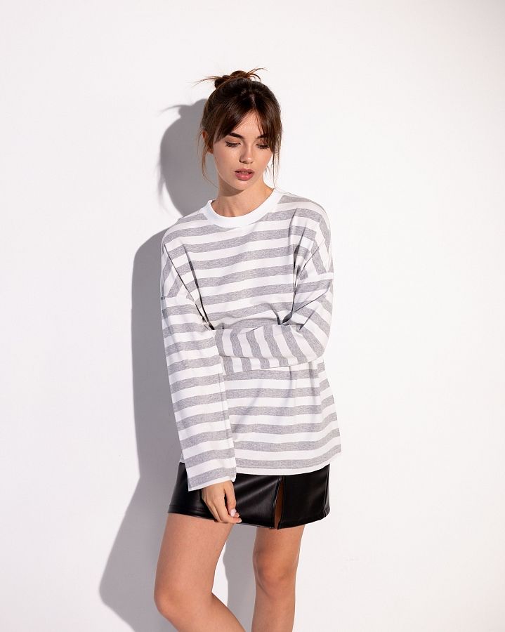 Лонгслів у смужку сірий MBKC004/2 #RU# Лонгслив в полоску серый MBKC004/2 № 3