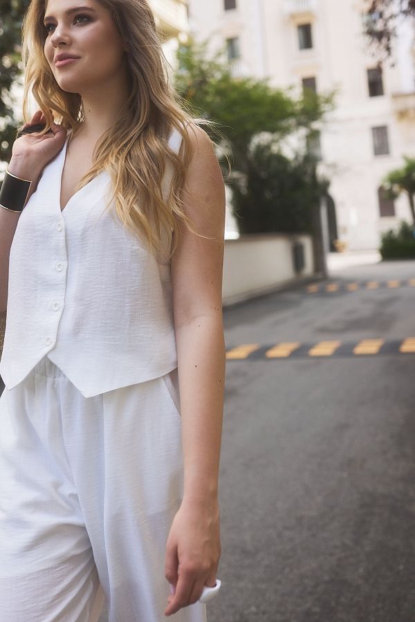 Костюм брюки+жилетка білий 24019/1 #RU# Костюм брюки+жилетка белый 24019/1 № 2