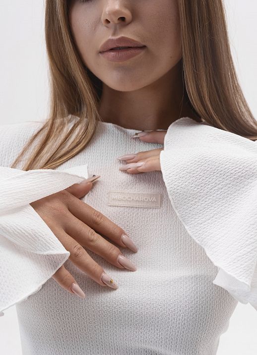 Сукня міні приталена жатка біла - №2