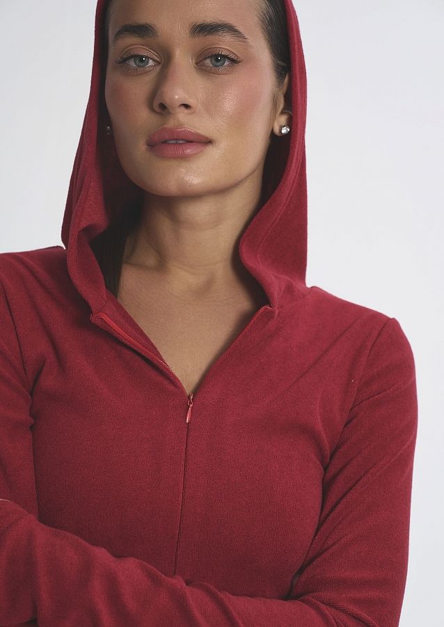 Костюм приталений із замком червоний KOSPR/2 #RU# Костюм приталенный с замком красный KOSPR/2 № 4