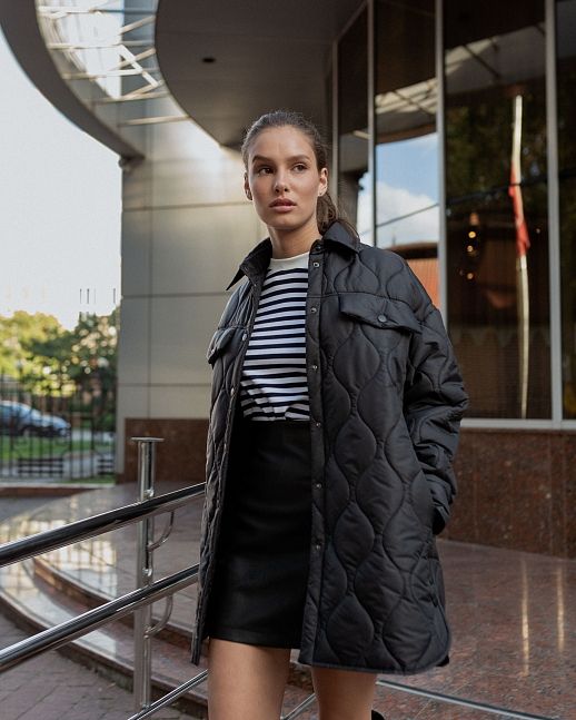 Куртка-сорочка на кнопках чорна - №2