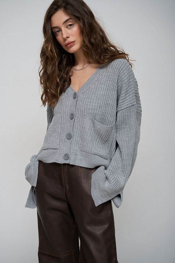 Кардиган з кишенями сірий ТН220097 #RU# Кардиган с карманами серый ТН220097 № 1