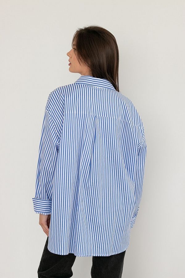 Сорочка oversize синя смужка one size МБСЧ001/1 #RU# Рубашка в полоску oversize синяя МБСЧ001/1 № 6