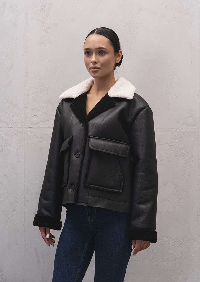 Дублянка коротка на гудзиках чорна DKG/02 № 1