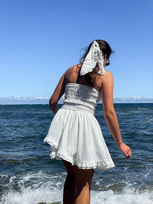 Сукня з відкритими плечима молочна - №2