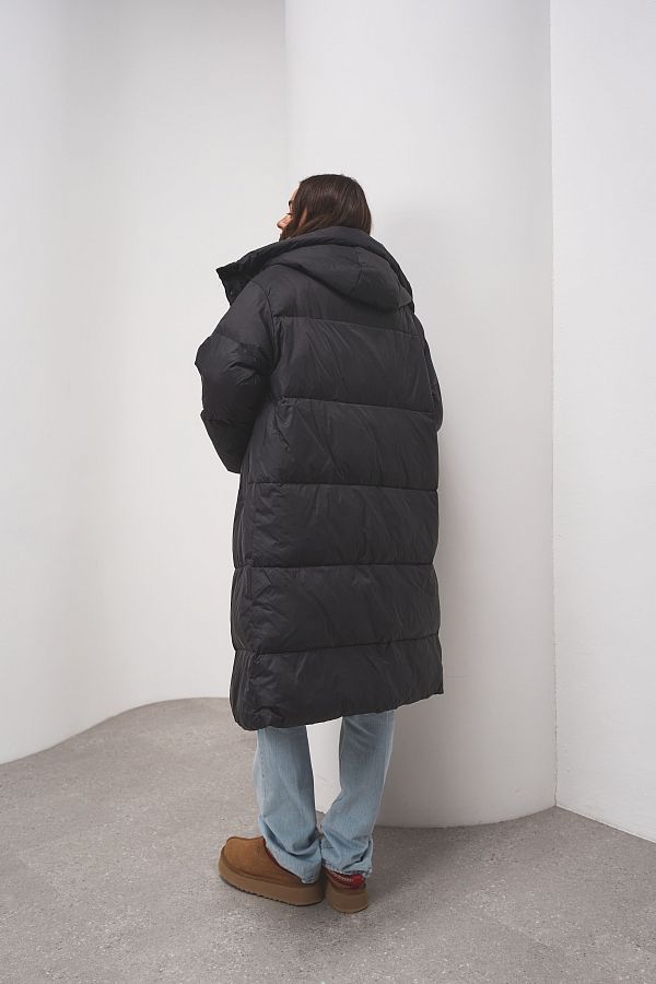 Пуховик довгий з капюшоном чорний PUH/1 #RU# Пуховик длинный с капюшоном черный PUH/1 № 3
