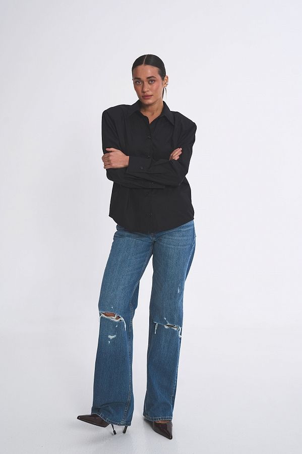 Сорочка котонова з підплічниками чорна SCT/2 #RU# Рубашка котоновая с подплечниками черная SCT/2 № 4