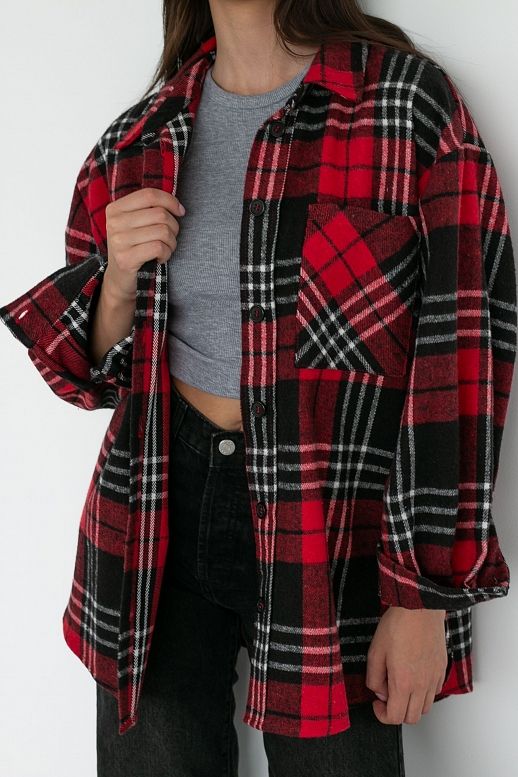 Сорочка утеплена червоно-чорна - №2