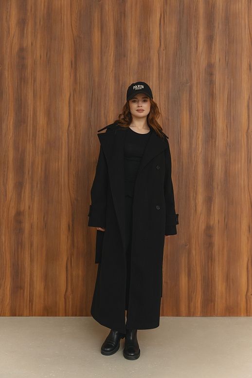 Пальто максі на ґудзиках чорне