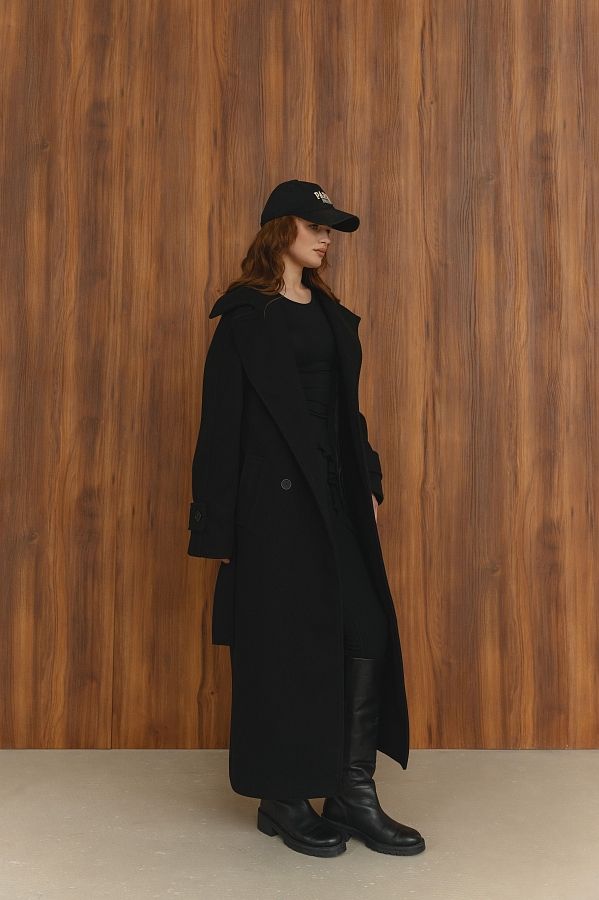 Пальто максі на ґудзиках чорне PLMX/3 #RU# Пальто макси на пуговицах черное PLMX/3 № 2