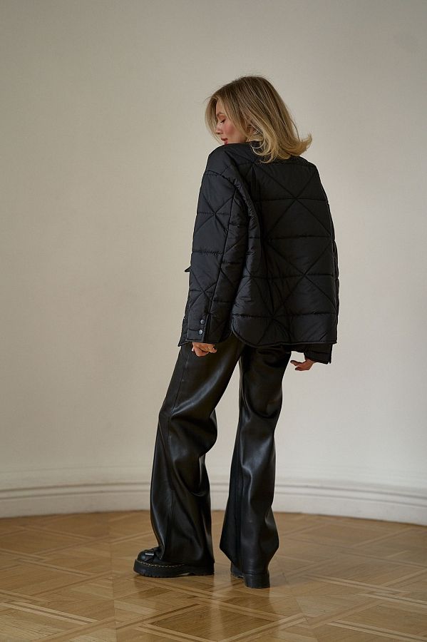 Куртка на кнопках з кишенями візерунок трикутник чорна К0423/4 #RU# Куртка на кнопках с карманами узор треугольник черная К0423/4 № 5