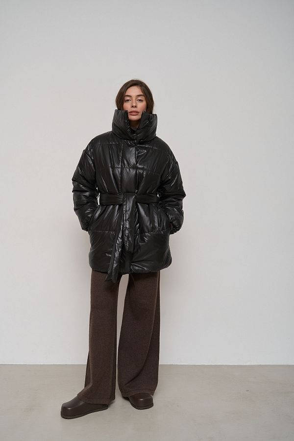 Куртка подовжена з високим коміром на кнопках лаке К0822/2 #RU# Куртка удлиненная с высоким воротником на кнопках лаке К0822/2 № 1