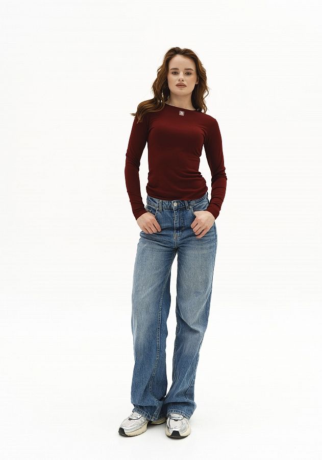 Лонгслів приталений вишневий НФ-00000203/6 #RU# Лонгслив приталенный вишневый НФ-00000203/6 № 1