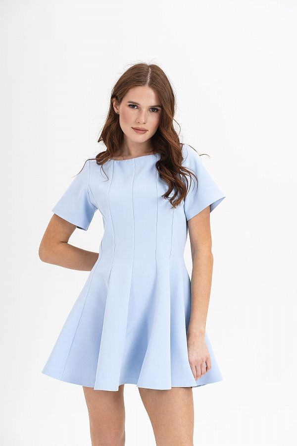 Сукня міні з коротким рукавом блакитна С918/2 № 2