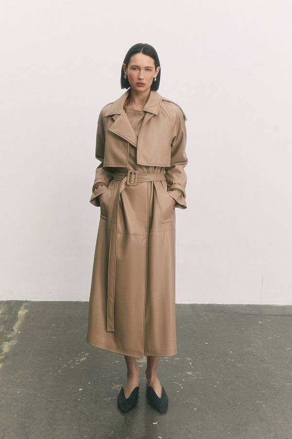 Тренч з екошкіри на замші бежевий С0321/11 #RU# Тренч из экокожи  на замше бежевый С0321/11 № 1
