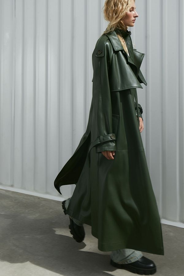 Тренч з екошкіри на замші темно-зелений С0321/8 #RU# Тренч из экокожи темно-зеленый С0321 (Нет в наличии) С0321/8 № 4