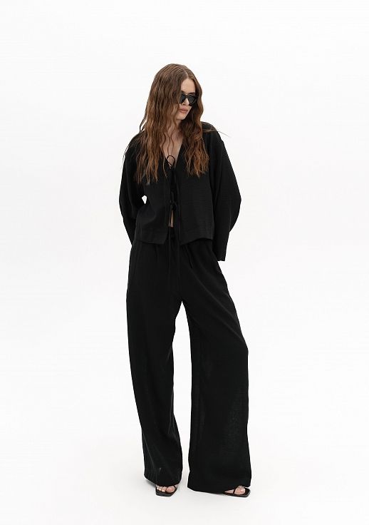 Костюм лляний на зав'язках чорний