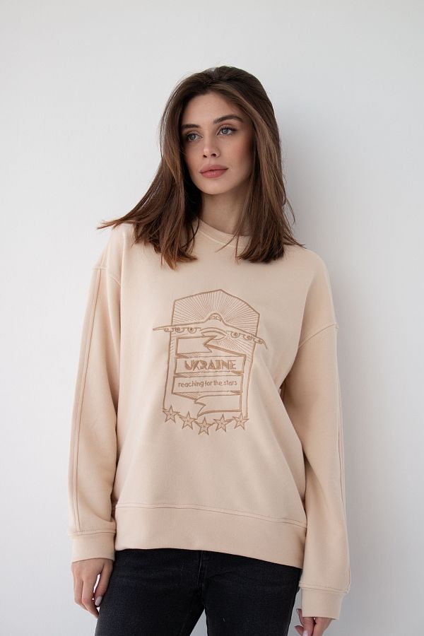 Світшот з вишивкою Ukraine бежевий MBKC001/6 #RU# Свитшоты MBKC001/6 № 1
