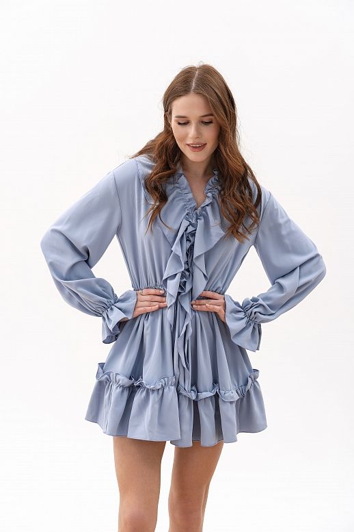 Сукня міні з воланами блакитна 2 - №2