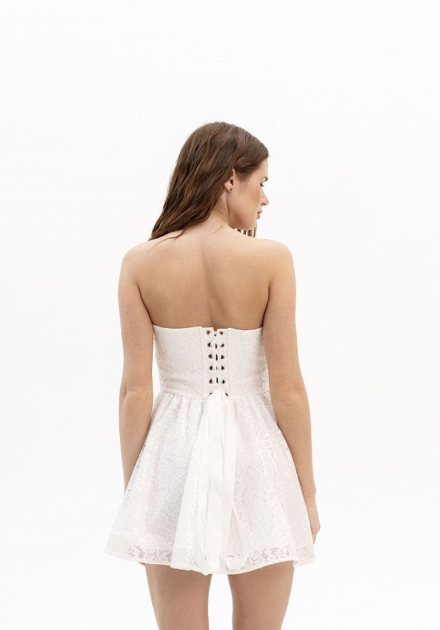 Сукня-корсет міні на шнурівці молочна СКМ/1 № 3