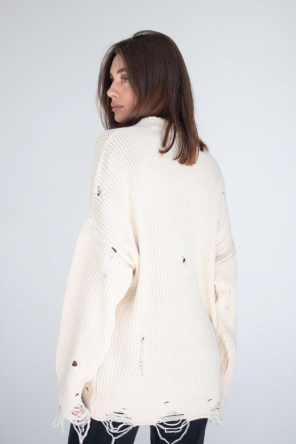 Кардиган на ґудзиках молочний CR-27013/3 #RU# Кардиган на пуговицах молочный CR-27013/3 № 3