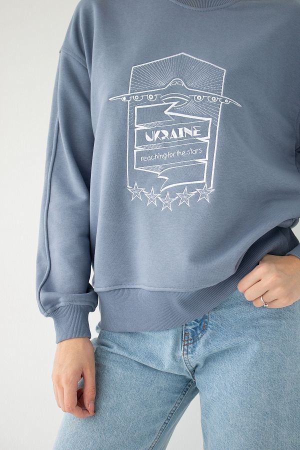 Світшот з вишивкою Ukraine сіро-блакитний MBKC001/3 #RU# Свитшоты MBKC001/3 № 4