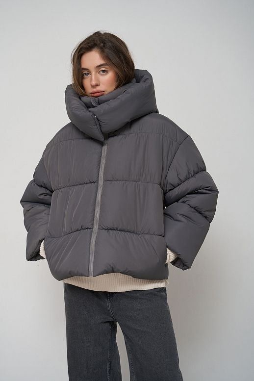 Куртка вкорочена на замку графітова - №2