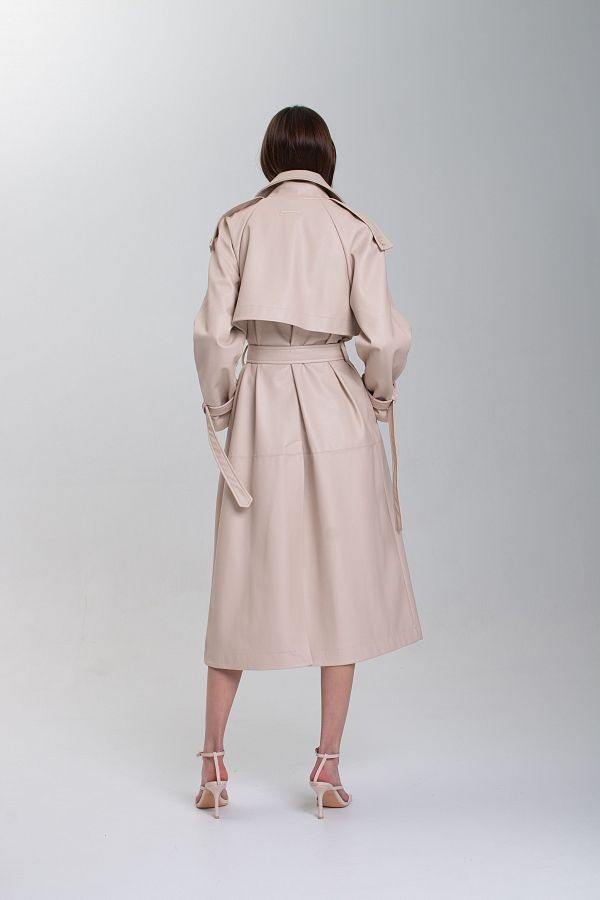 Тренч з екошкіри на замші рожево-бежевий С0321/11 #RU# Тренч из экокожи на замше розово-бежевый С0321/11 № 3