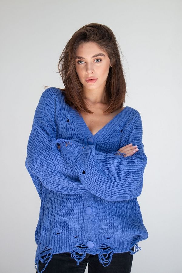 Кардиган на ґудзиках синій CR-27013/2 #RU# Кардиган на пуговицах синий CR-27013/2 № 3