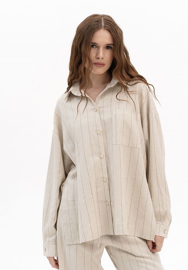 Сорочка лляна з довгим рукавом бежева СЛО/1 #RU# Рубашка льняная с длинным рукавом бежевая СЛО/1 № 2