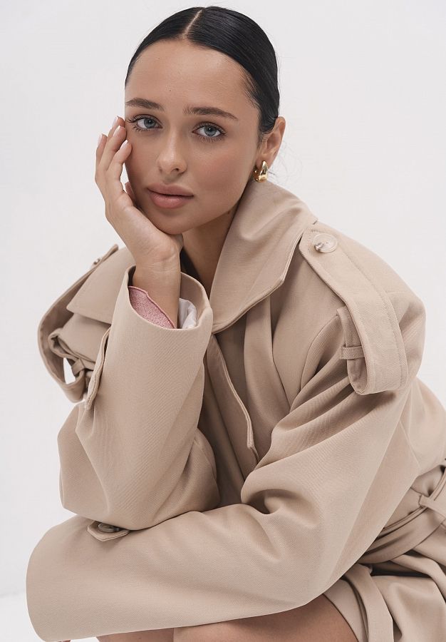 Тренч вкорочений котоновий бежевий PREM/02 #RU# Тренч укороченный бежевый котоновый PREM/02 № 3